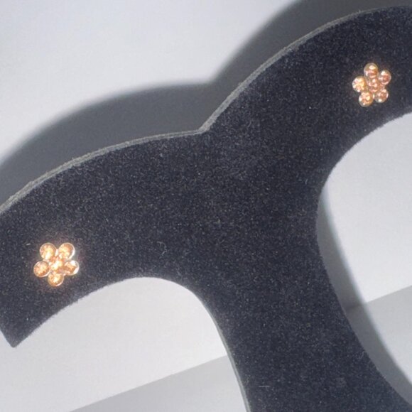 7mm Pink Flower Cz And Sterling Post Earrings - Picture 14 of 14